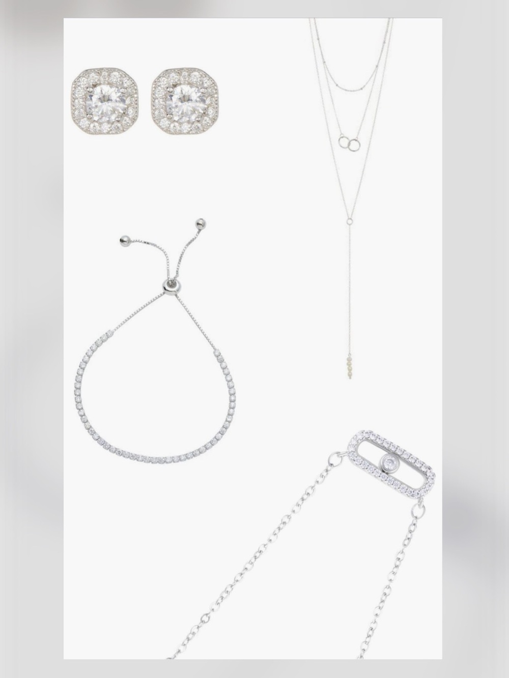 ADORNIA - Pendant Lariat
Necklaces, Tennis Bracelet & Halo Stud
Earrings 4pc Set